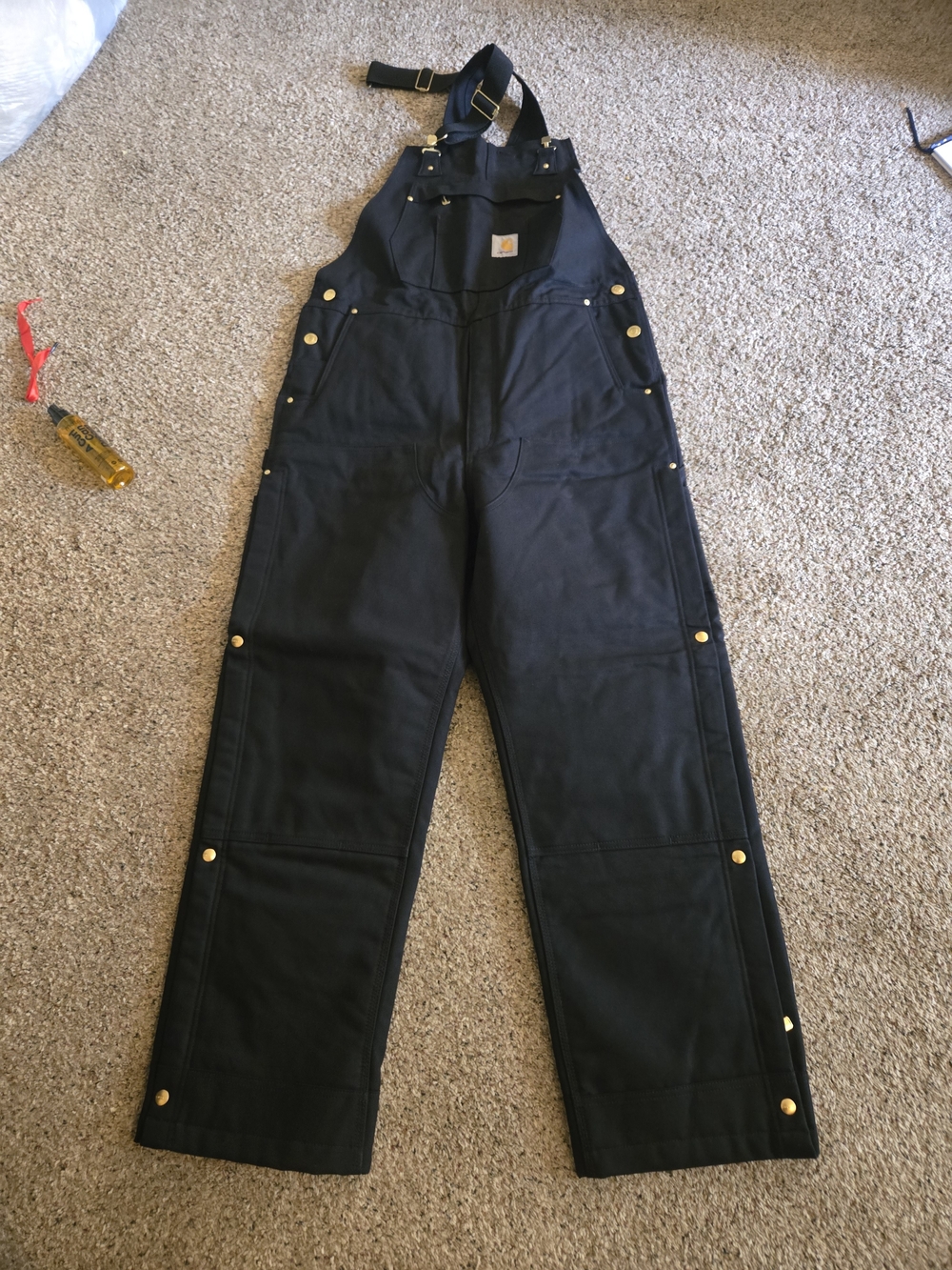 Carhartt Loose Fit Firm Duck Insulated Bib Overall Black Waist 38 x 32